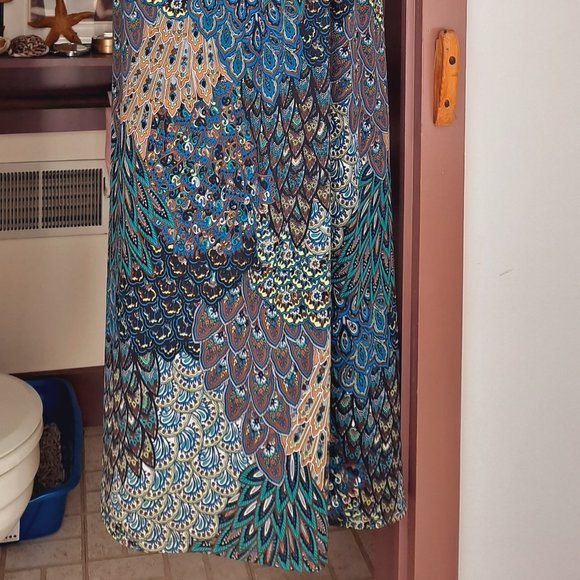 HYPNOTIC Boob Tube Dress Elasticated Maxi Dress Peacock Pattern - Picture 8 of 11